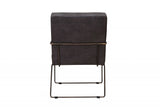 30" Charcoal And Brown Faux Leather Tufted Distressed Arm Chair