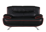 80" Black And Silver Leather Sofa