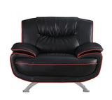 80" Black And Silver Leather Sofa
