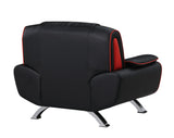 80" Black And Silver Leather Sofa