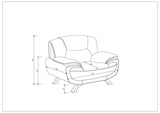 80" Black And Silver Leather Sofa