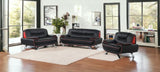 80" Black And Silver Leather Sofa
