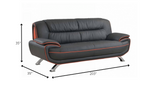 80" Black And Silver Leather Sofa