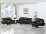 80" Black And Silver Leather Sofa