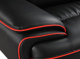 80" Black And Silver Leather Sofa