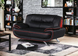 80" Black And Silver Leather Sofa