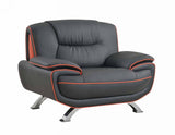 80" Black And Silver Leather Sofa