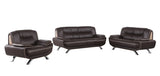 Two Piece Indoor Brown Genuine Leather Five Person Seating Set