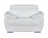 86" White And Silver Leather Sofa