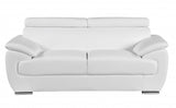 86" White And Silver Leather Sofa