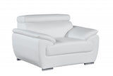 86" White And Silver Leather Sofa