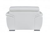 86" White And Silver Leather Sofa