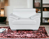 86" White And Silver Leather Sofa