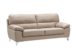 64" Beige And Silver Faux Leather Love Seat