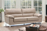 64" Beige And Silver Faux Leather Love Seat