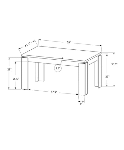 140" White Solid Wood And Metal Dining Table