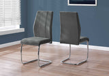 Two 77.5" Velvet Chrome Metal And Foam Dining Chairs