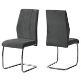 Two 77.5" Velvet Chrome Metal And Foam Dining Chairs