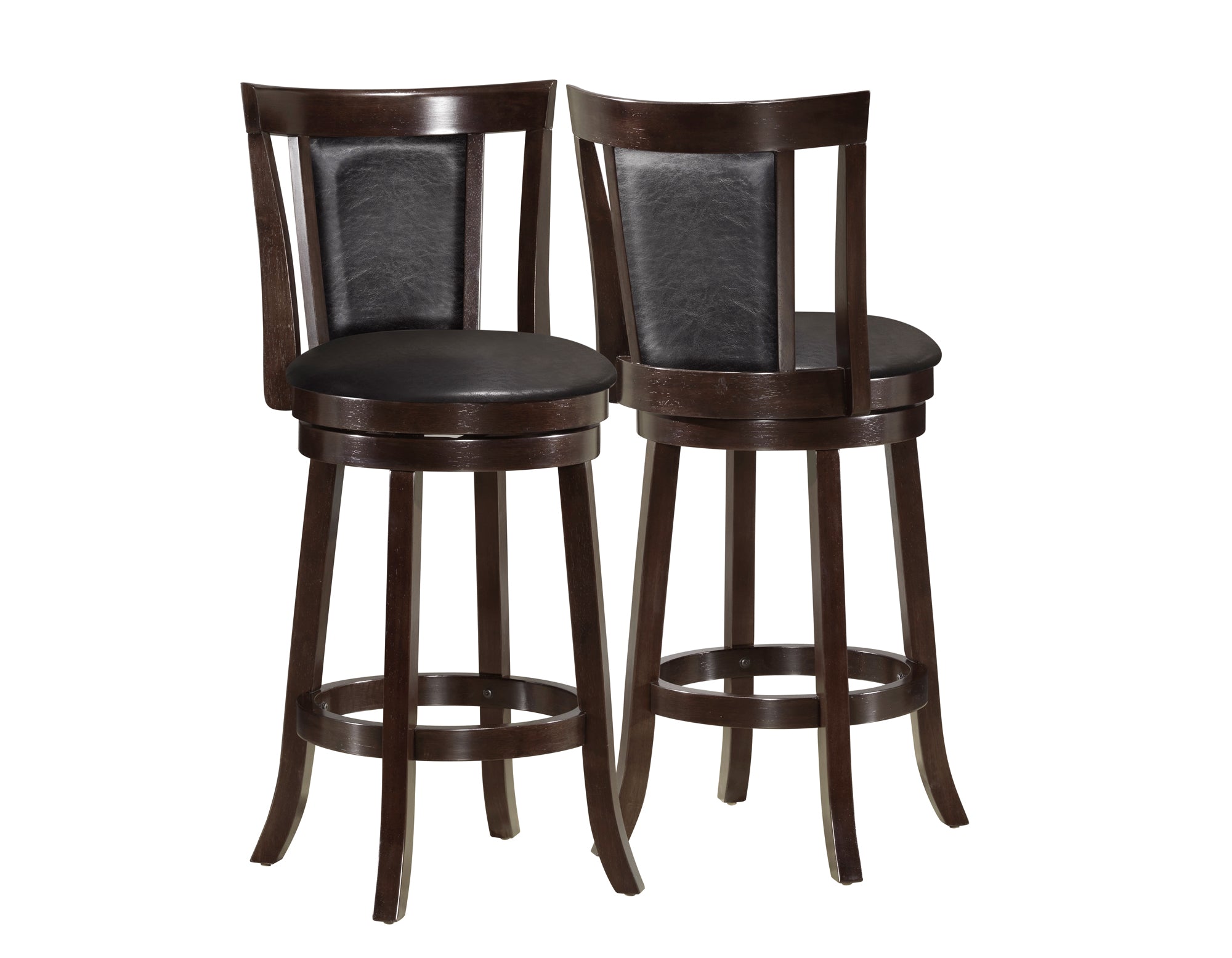 Set of Two " Black And Dark Brown Solid Wood Bar Chairs