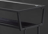 12" X 24" X 22" Black Metal With Clear Tempered Glass  Accent Table