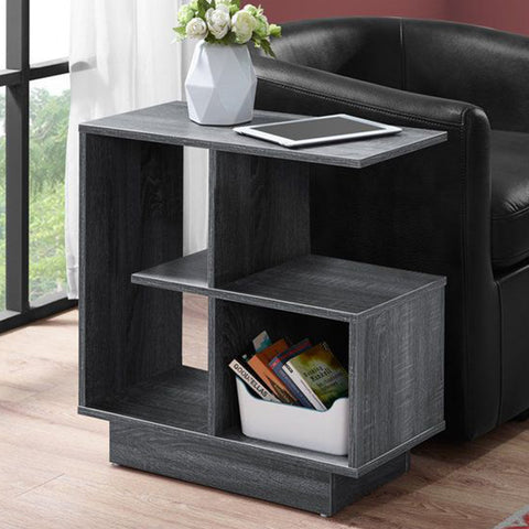 24" Gray End Table With Four Shelves