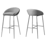 Set of Two " Gray And Silver Metal Low Back Bar Chairs