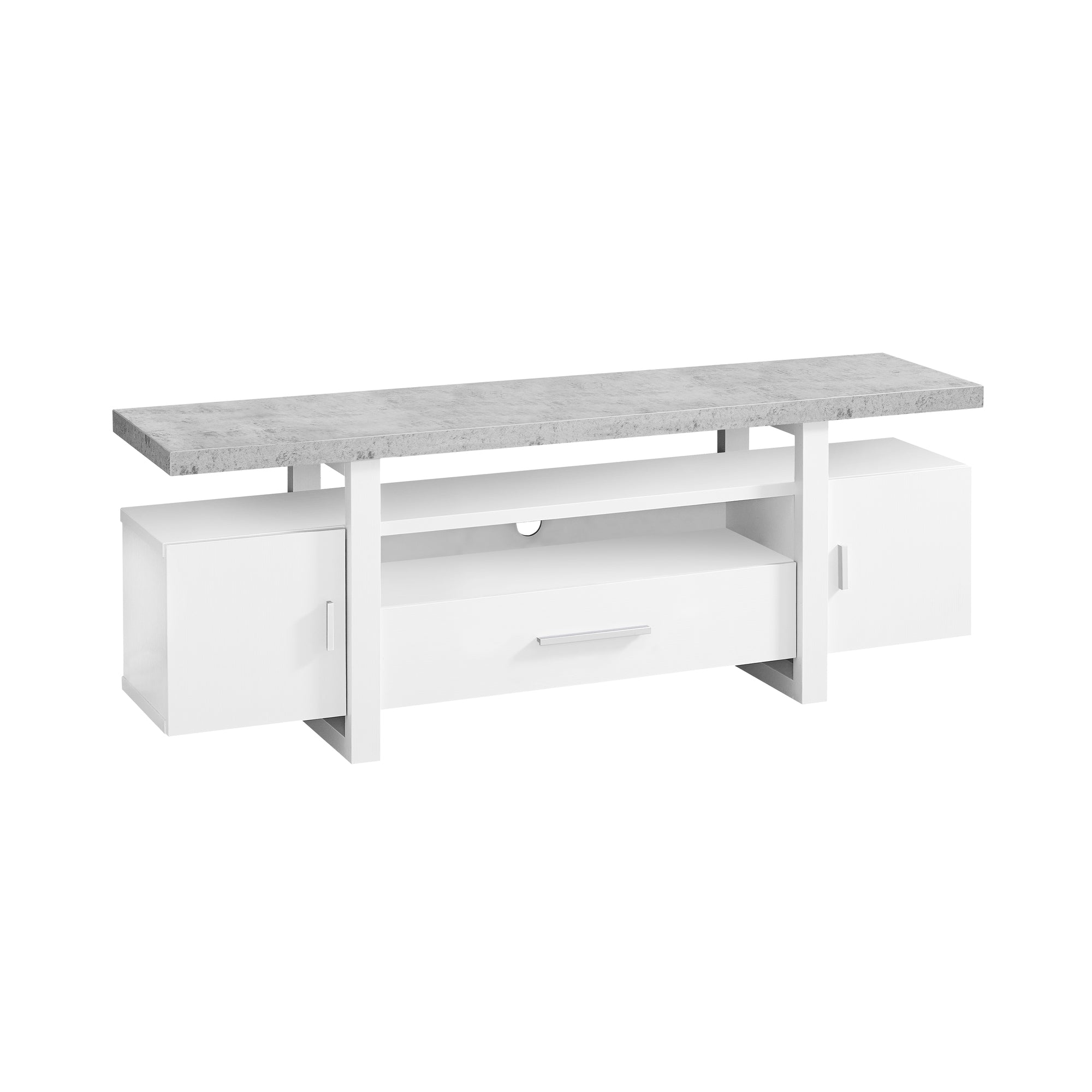 White  TV Stand With Grey Top