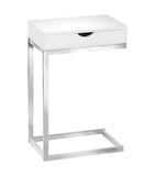 10.25" X 15.75" X 24.5" Grey Finish Drawer And Black Metal Accent Table