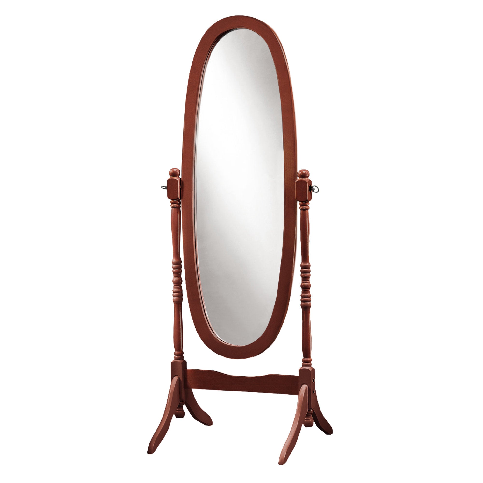 59" White Oval Framed Cheval Standing Mirror