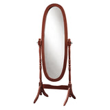 59" White Oval Framed Cheval Standing Mirror