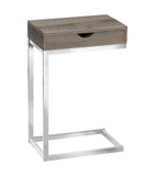 10.25" X 15.75" X 24.5" Grey Finish Drawer And Black Metal Accent Table