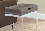 10.25" X 15.75" X 24.5" Grey Finish Drawer And Black Metal Accent Table