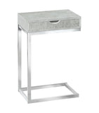10.25" X 15.75" X 24.5" Grey Finish Drawer And Black Metal Accent Table