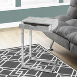 10.25" X 15.75" X 24.5" Grey Finish Drawer And Black Metal Accent Table