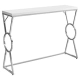 42" White And Silver Frame Console Table