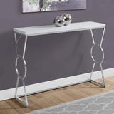 42" White And Silver Frame Console Table