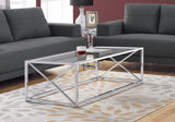 17.25" Gold Metal And Clear Tempered Glass Coffee Table