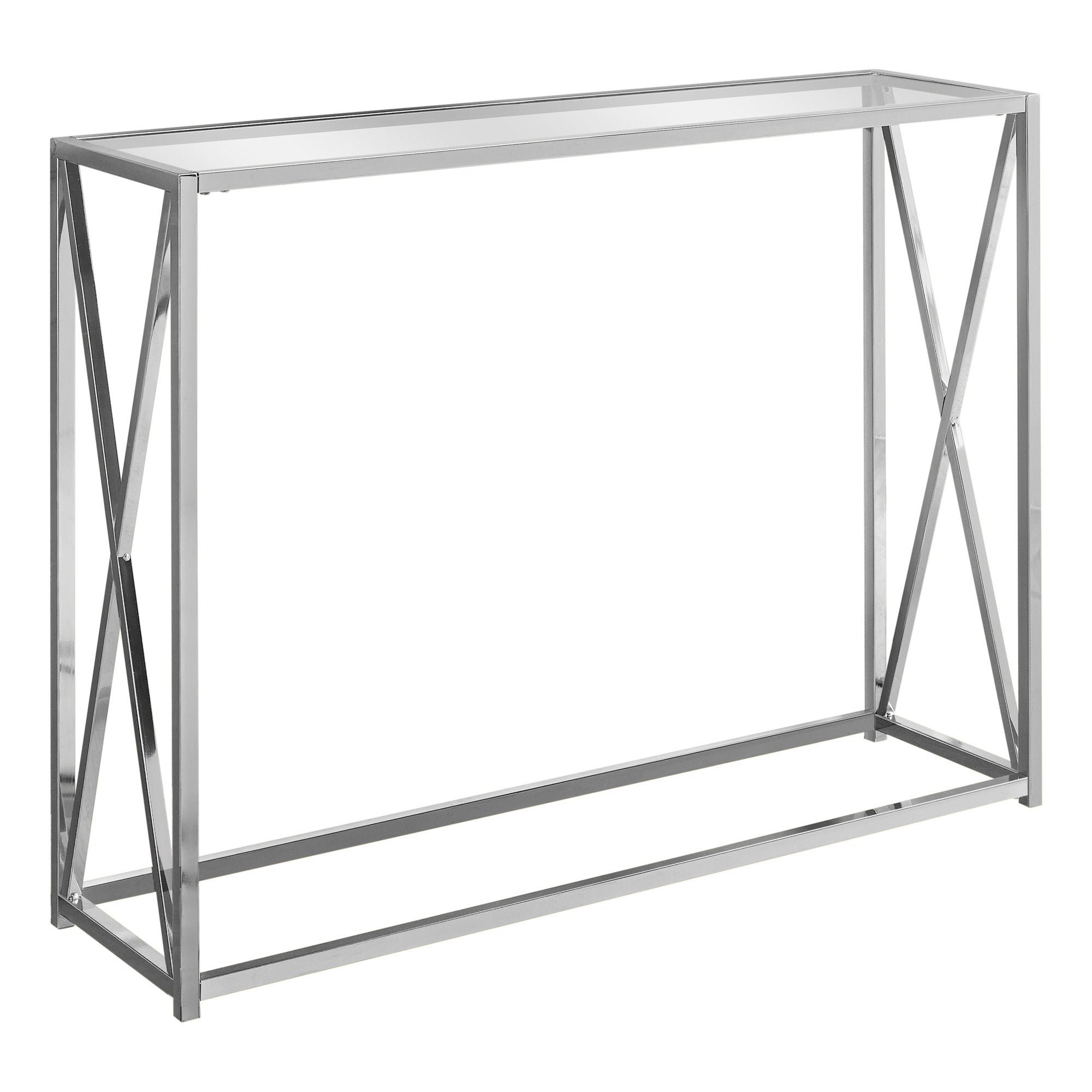 42" Clear And Gold Glass Frame Console Table