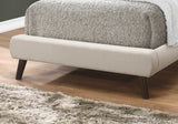 Solid Wood Twin Tufted White Upholstered Linen Bed