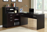 59" Brown Solid Manufactured Wood L Shape Computer Desk With Eight Drawers