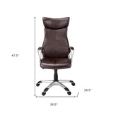 Brown Faux Leather Seat Swivel Adjustable Executive Chair Leather Back Steel Frame