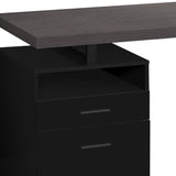 24" Dark Brown and Silver Computer Desk With Two Drawers