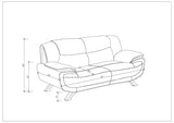 80" Black And Silver Leather Sofa