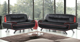 80" Black And Silver Leather Sofa