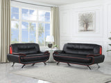 80" Black And Silver Leather Sofa
