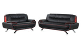 80" Black And Silver Leather Sofa