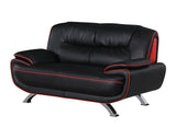 80" Black And Silver Leather Sofa