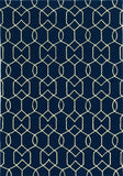 7'X10' Navy Blue Hand Hooked Uv Treated Trellis Indoor Outdoor Area Rug