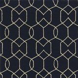 7'X10' Navy Blue Hand Hooked Uv Treated Trellis Indoor Outdoor Area Rug