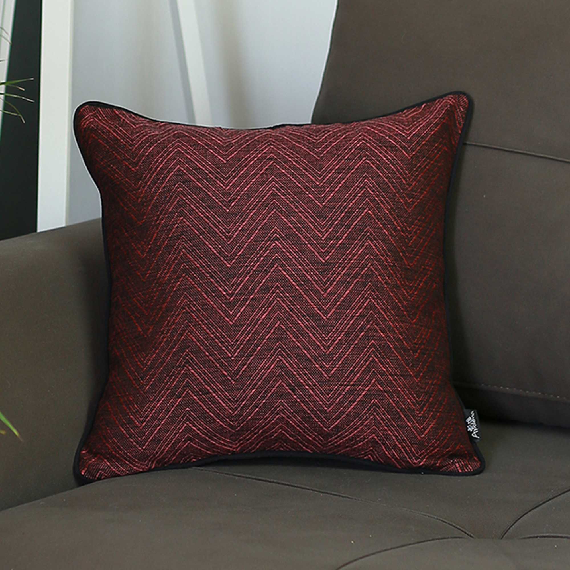 Fuchsia And Black Zigzag Decorative Throw Pillow Cover